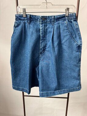 Lee Denim Shorts 14M Relaxed Fit Blue Casual Elastic Waist Lightweight USA-Made